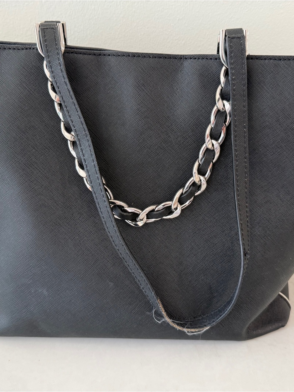 Michael Kors Black Tote with Silver Chain Detail - Picture 2 of 7